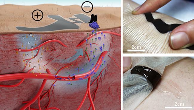 基于電化學雙通道的無創血糖測量方法示意圖和實驗圖。