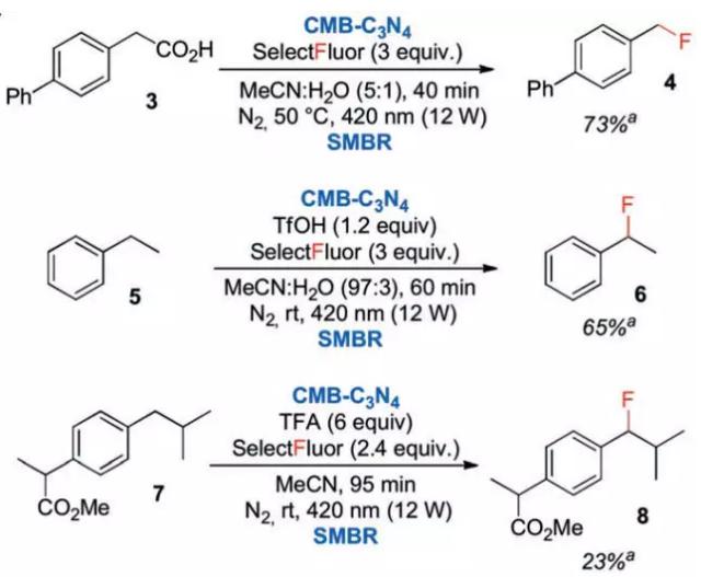 連續多相光催化體系用于其他底物的氟化反應