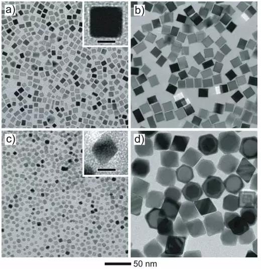 圖4 通過微滴反應器得到的不同尺寸的Pd納米晶