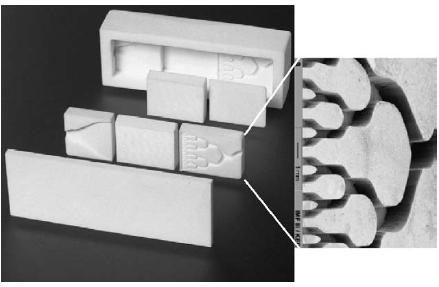 圖6. 具有可交換功能元件的陶瓷微反應器