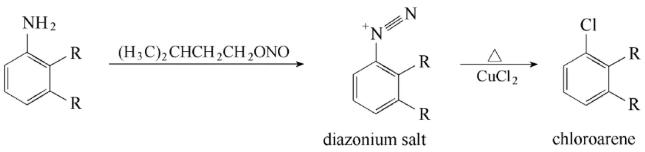 圖1. Sandmeyer重氮化和氯化反應 圖1. Sandmeyer重氮化和氯化反應