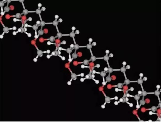 圖2是PMMA的分子結構3D模型 圖2是PMMA的分子結構3D模型
