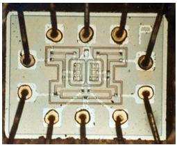 控制Apollo航天器(1960年代)的計算機的邏輯NOR IC組件。 控制Apollo航天器(1960年代)的計算機的邏輯NOR IC組件。